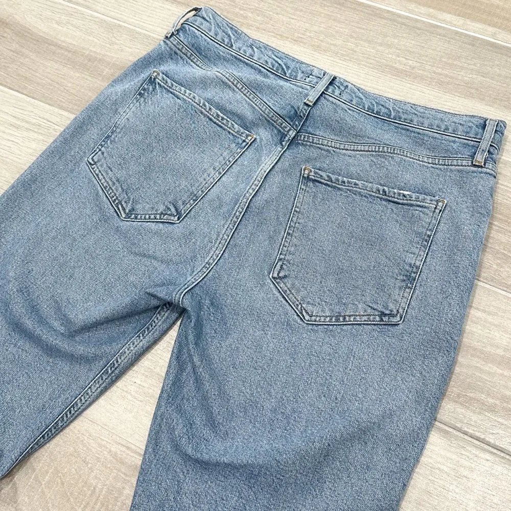 Agolde Riley High Rise Straight Crop Jeans in Shiver Light Wash Denim Size 30 - Picture 8 of 15